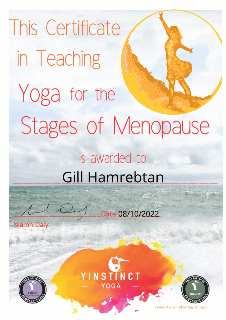 Yinstinct Yoga Certificate - Gill Hamrebtan
